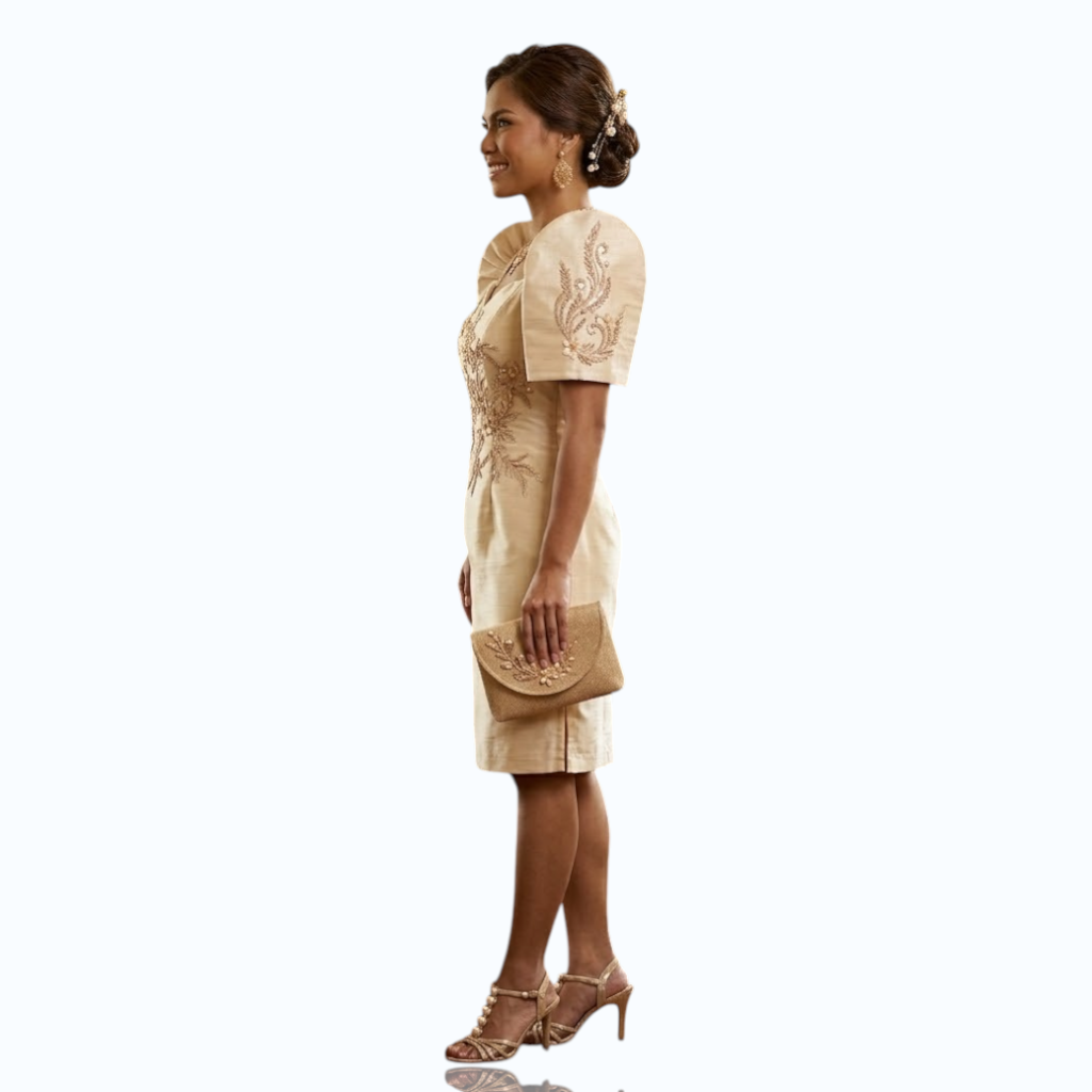 Filipiniana Fitting Below the knee Premium Organza with patching lace