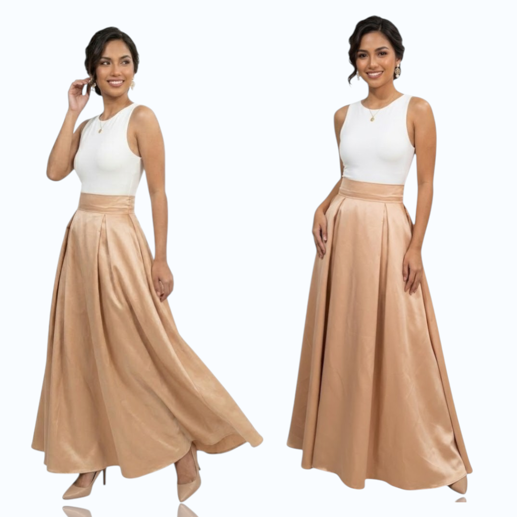 Modern Traditional Long gown Skirt Premium Heavy Satin Fabric