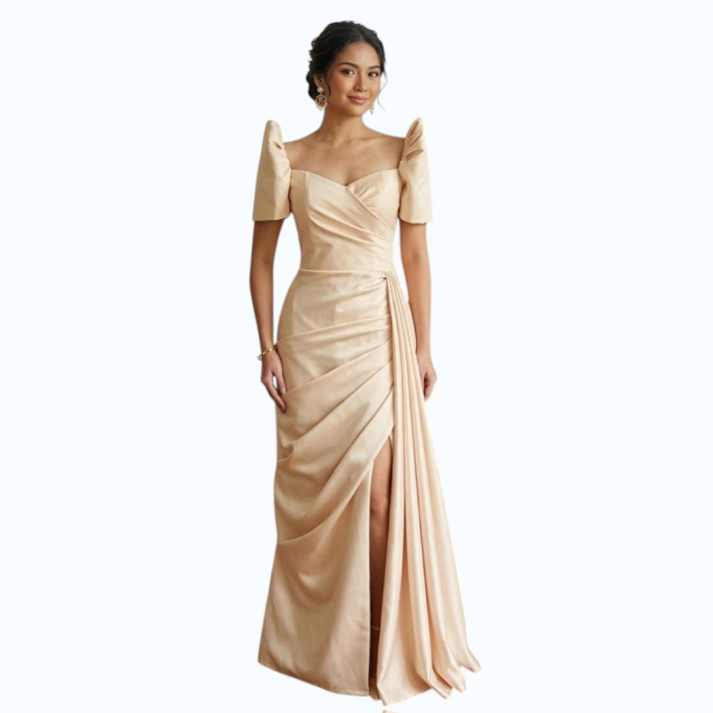 Filipiniana Long gown premium Duchess fabric simple and elegant design