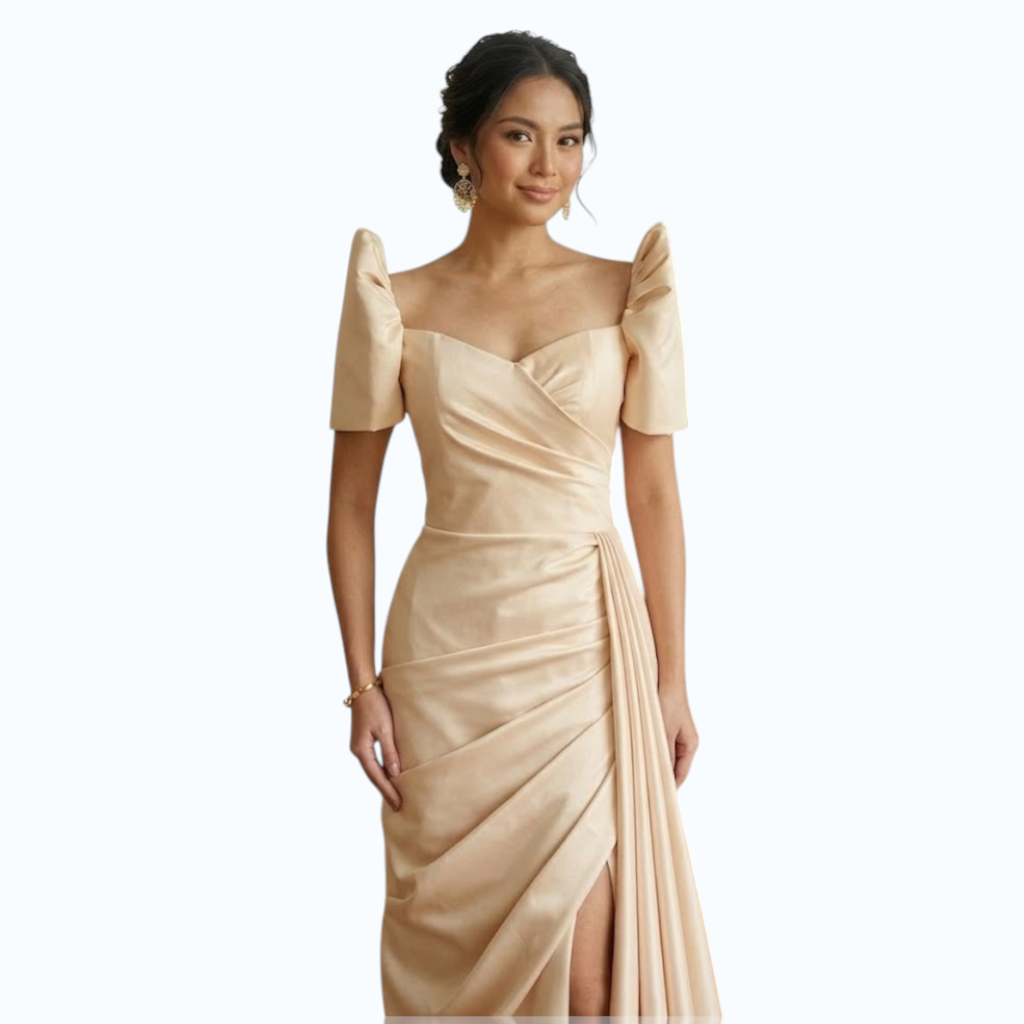 Filipiniana Long gown premium Duchess fabric simple and elegant design