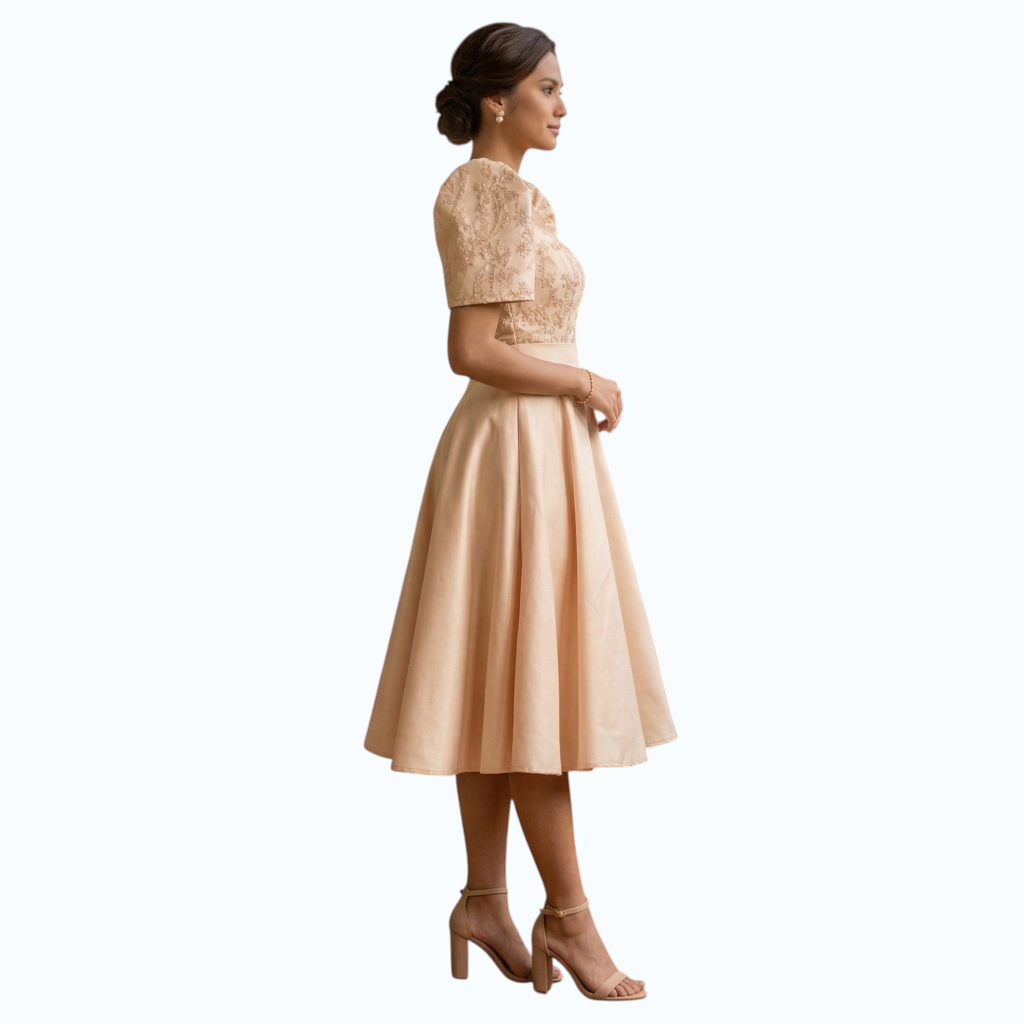 Premium Filipiniana Mini Dress baloon Duchess satin fabric high-quality