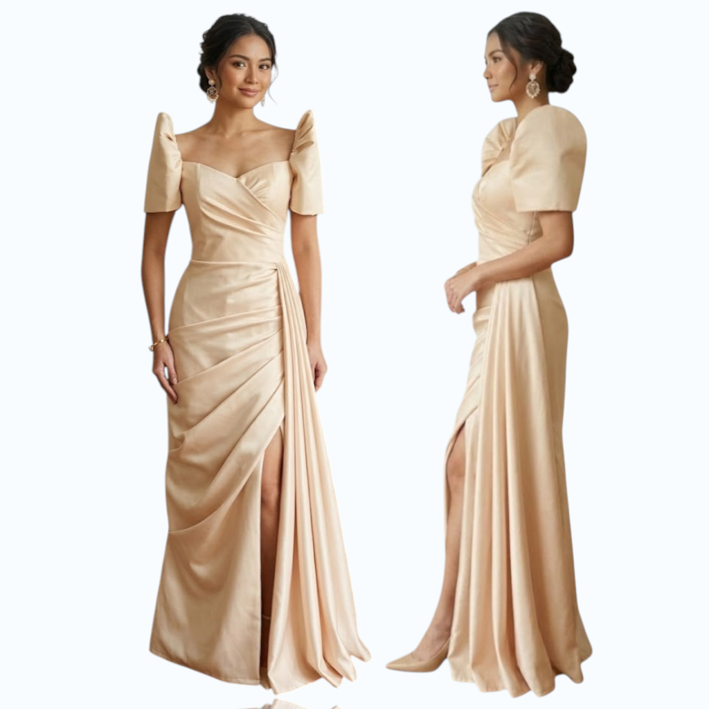 Filipiniana Long gown premium Duchess fabric simple and elegant design