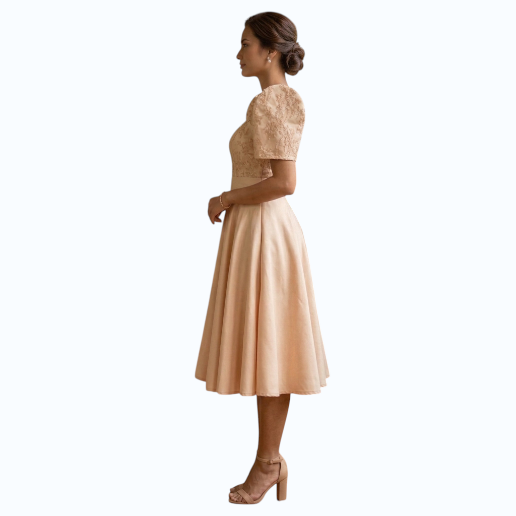 Premium Filipiniana Mini Dress baloon Duchess satin fabric high-quality