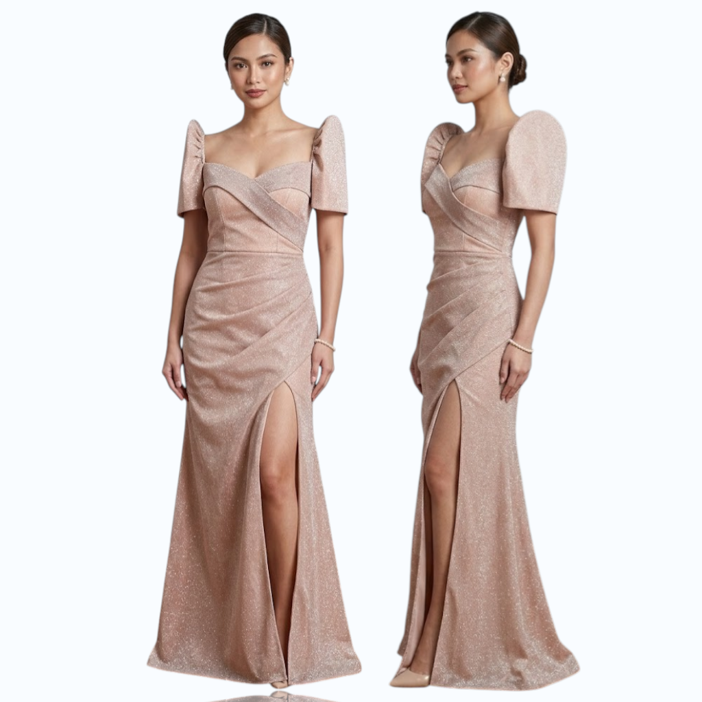 Filipiniana Long gown candy crush fabric simple and elegant design