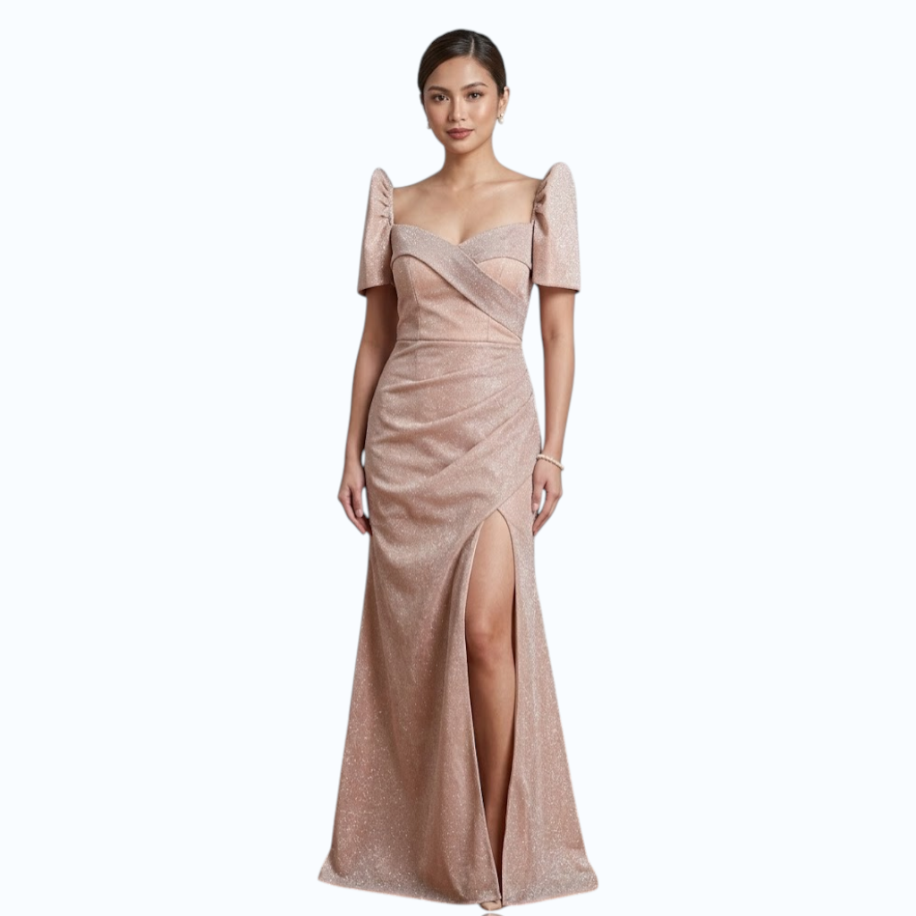 Filipiniana Long gown candy crush fabric simple and elegant design