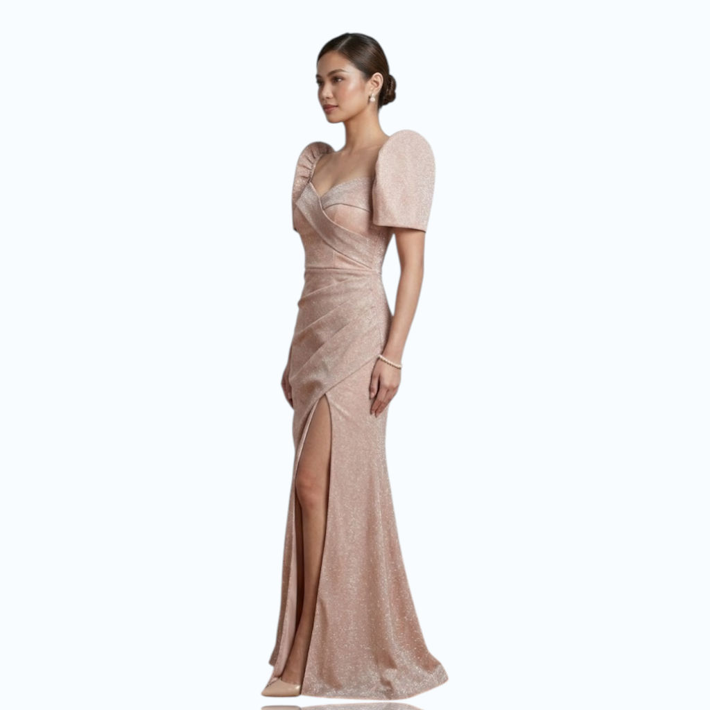 Filipiniana Long gown candy crush fabric simple and elegant design