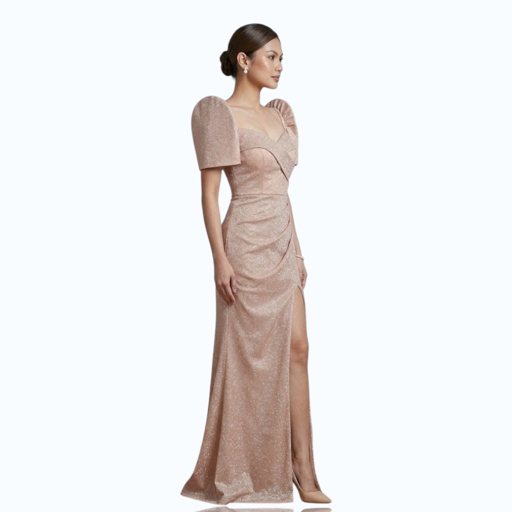 Filipiniana Long gown candy crush fabric simple and elegant design