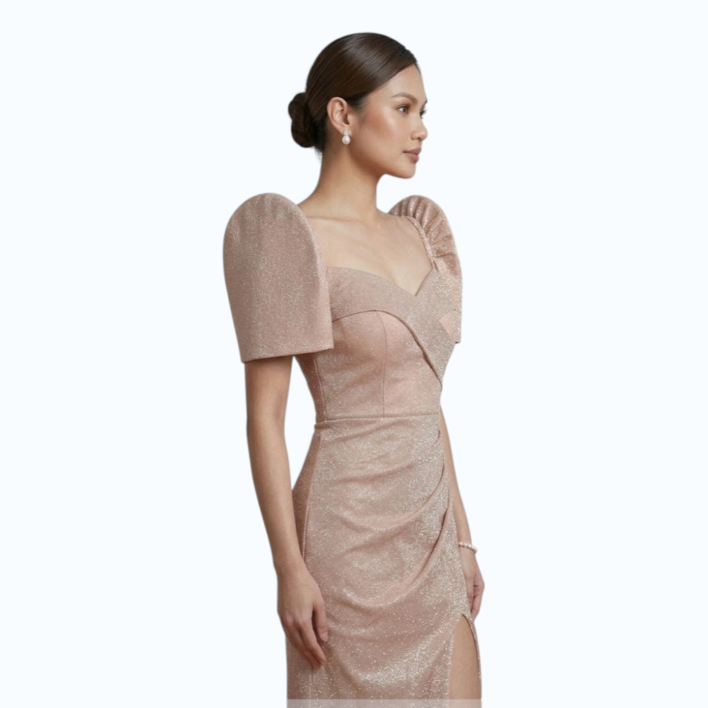 Filipiniana Long gown candy crush fabric simple and elegant design