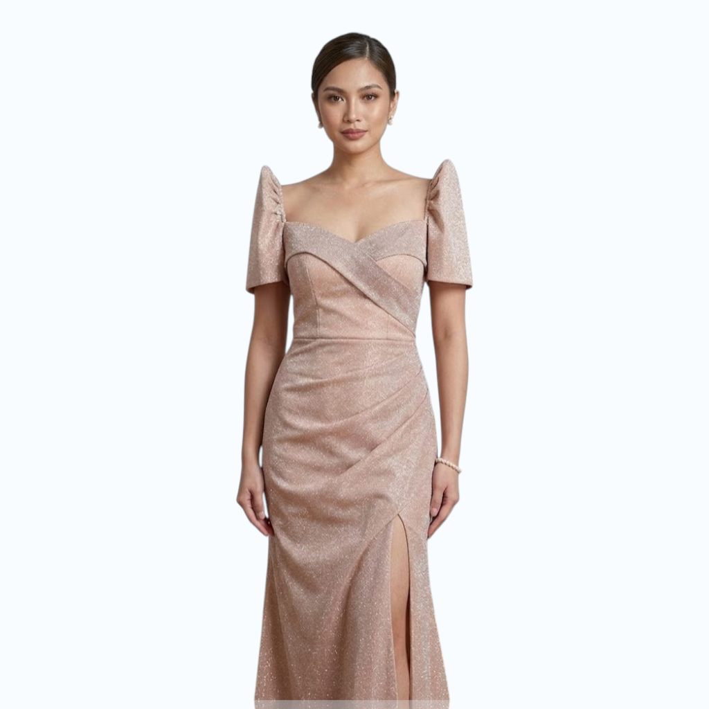 Filipiniana Long gown candy crush fabric simple and elegant design