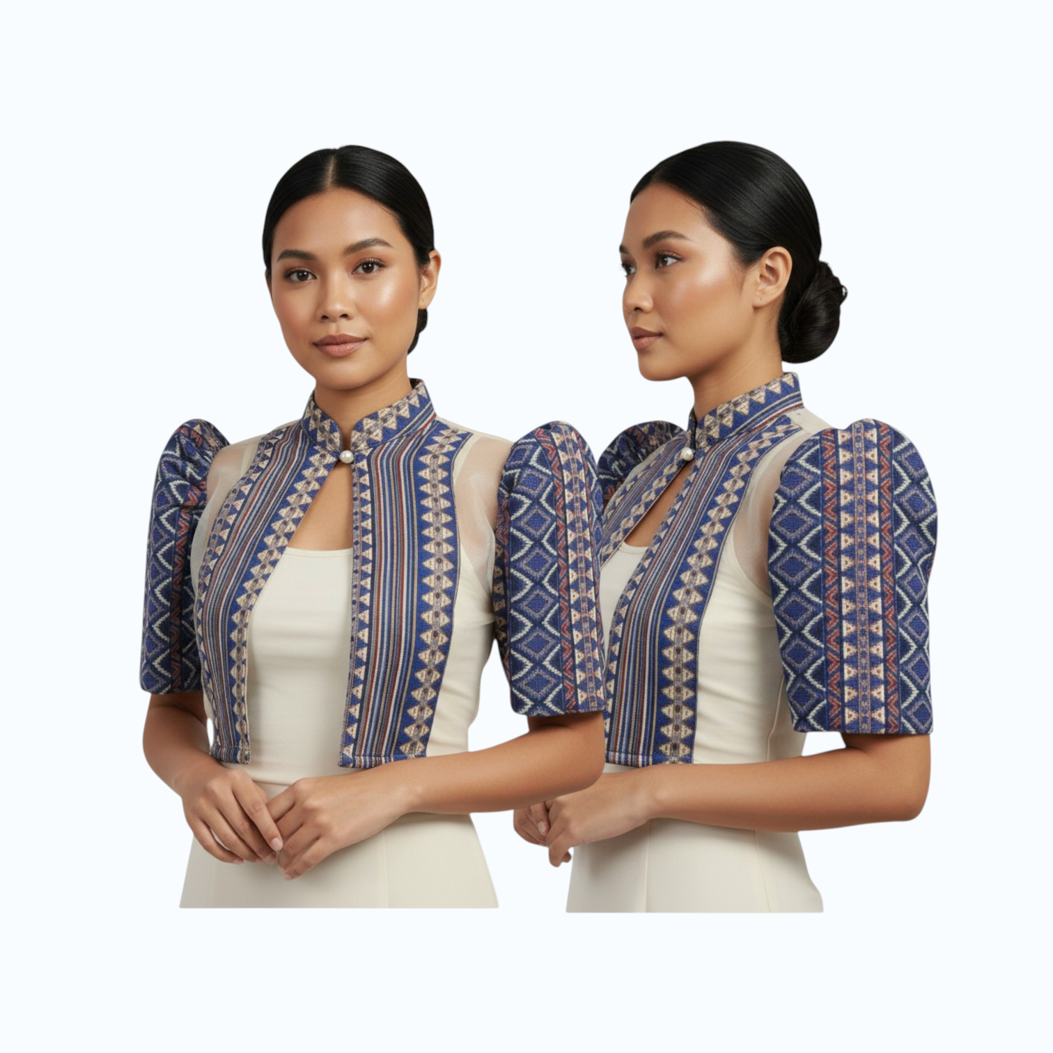 Modern Filipiniana Bolero square Cut Ethic Design