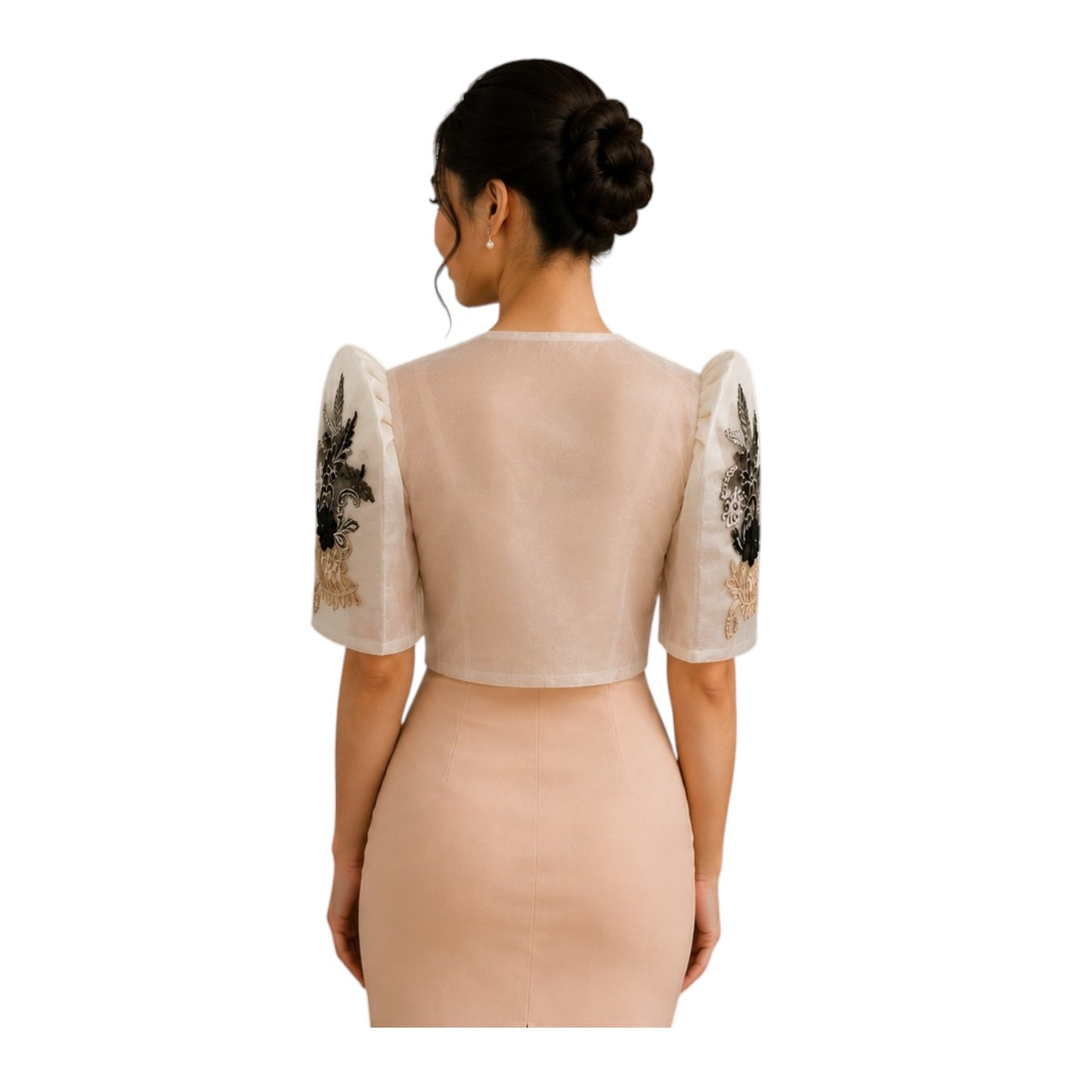 Filipiniana Bolero Pinya Organza with Patching lace design-BOLERO ONLY