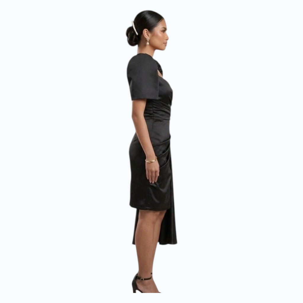 Filipiniana Modern Mini Dress Low Cleavage design Premium Duchess Fabric simple and elegant