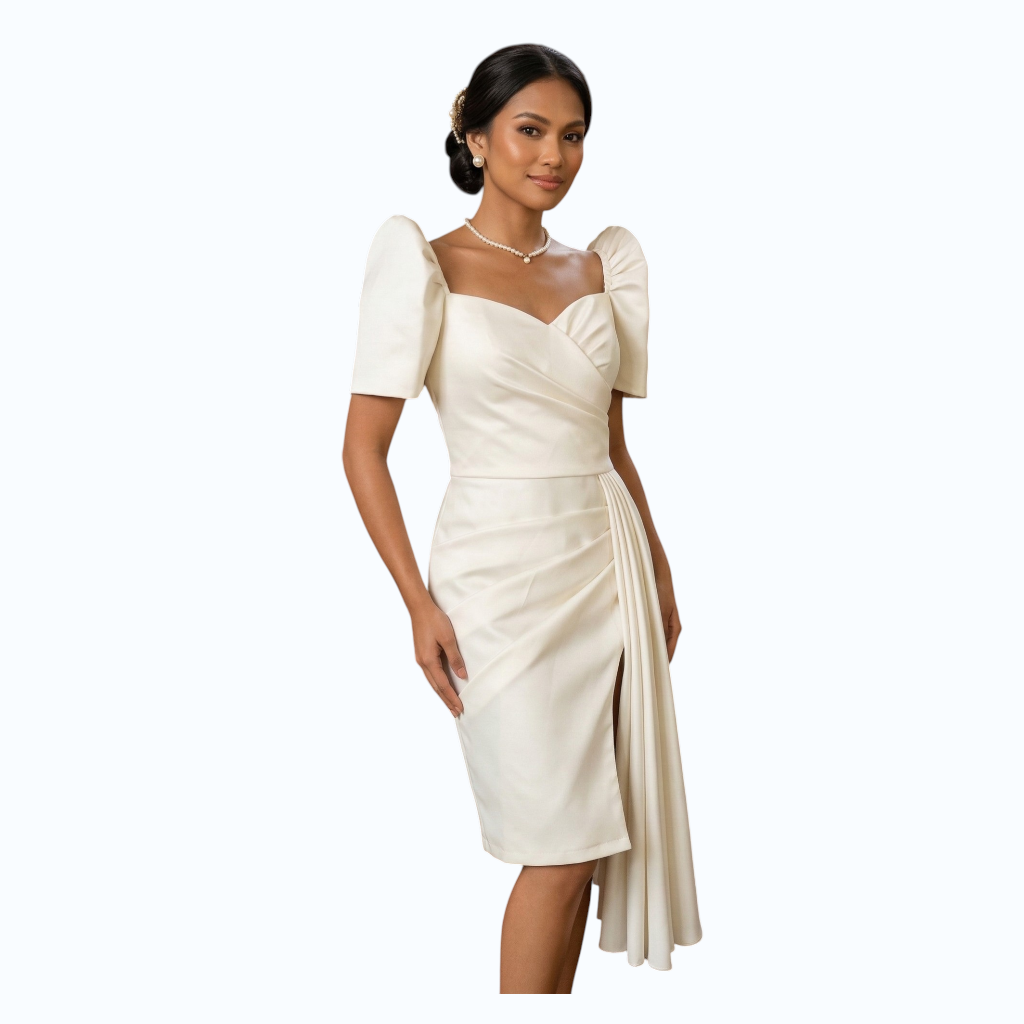Filipiniana Modern Midi Dress simple design fashionable Premium Quality