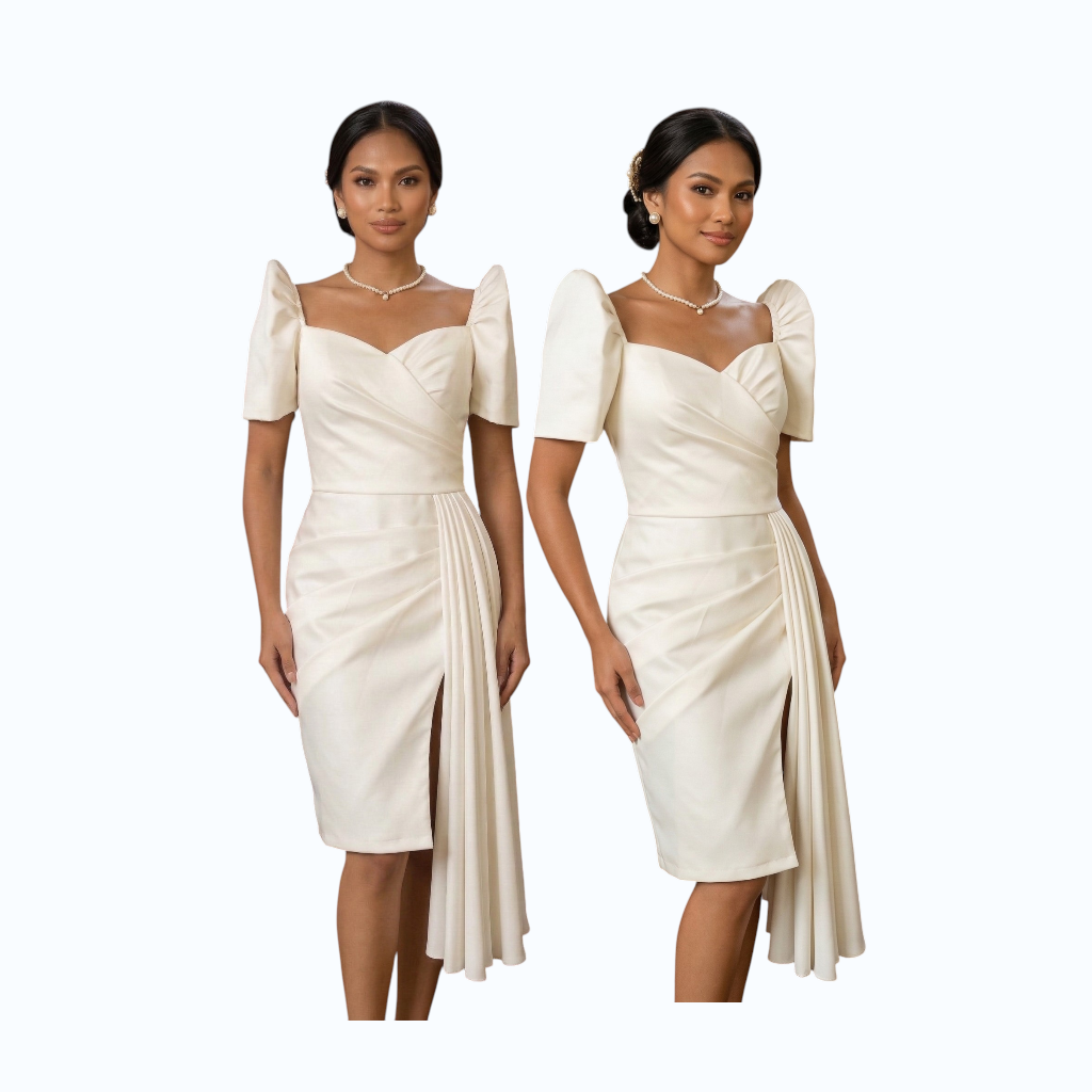 Filipiniana Modern Midi Dress simple design fashionable Premium Quality