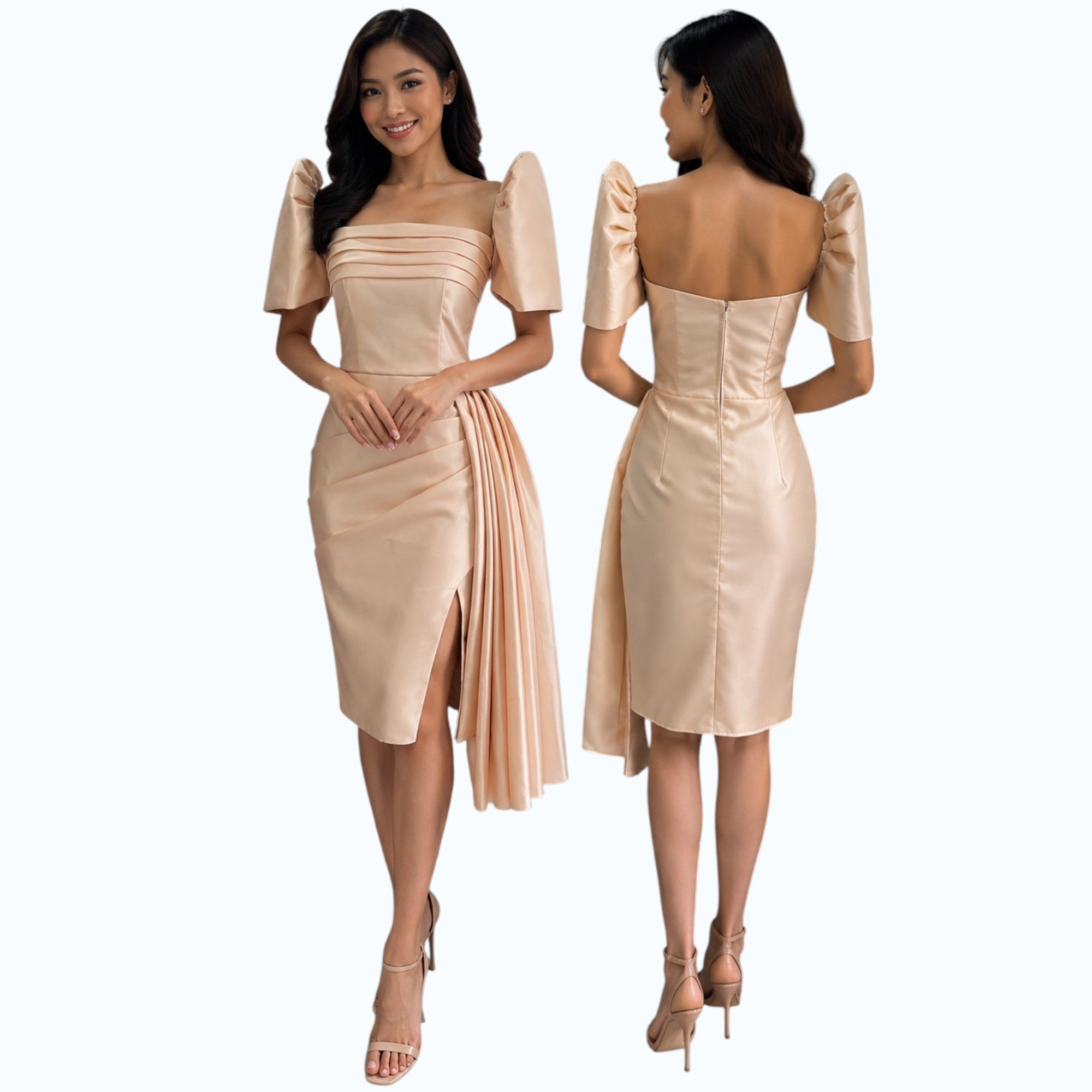 Modern Filipiniana Pencil dress with detachable filipiniana Sleeve