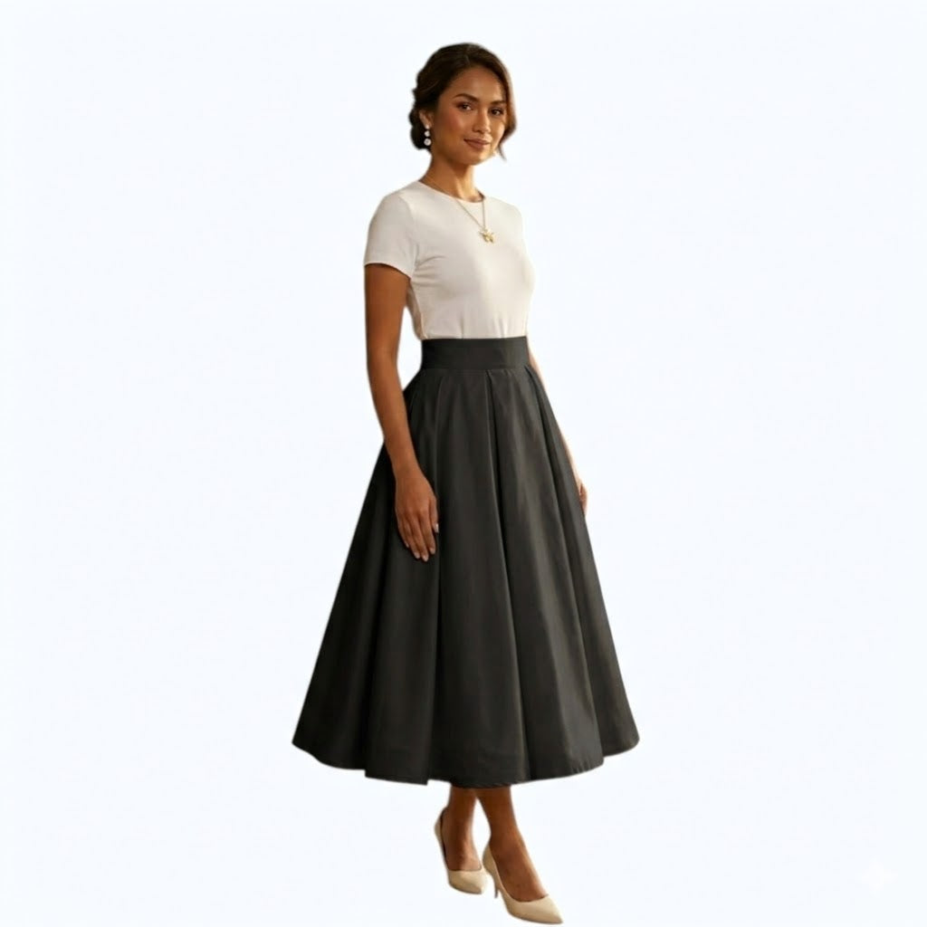 Modern Midi Skirt Premium Quality Fabric Heavy satin