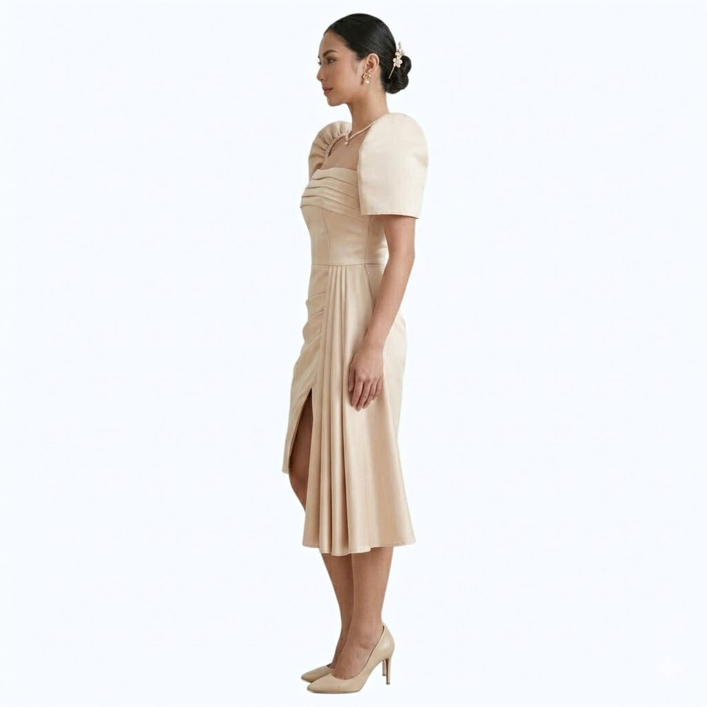 Modern Filipiniana Pencil dress with detachable filipiniana Sleeve