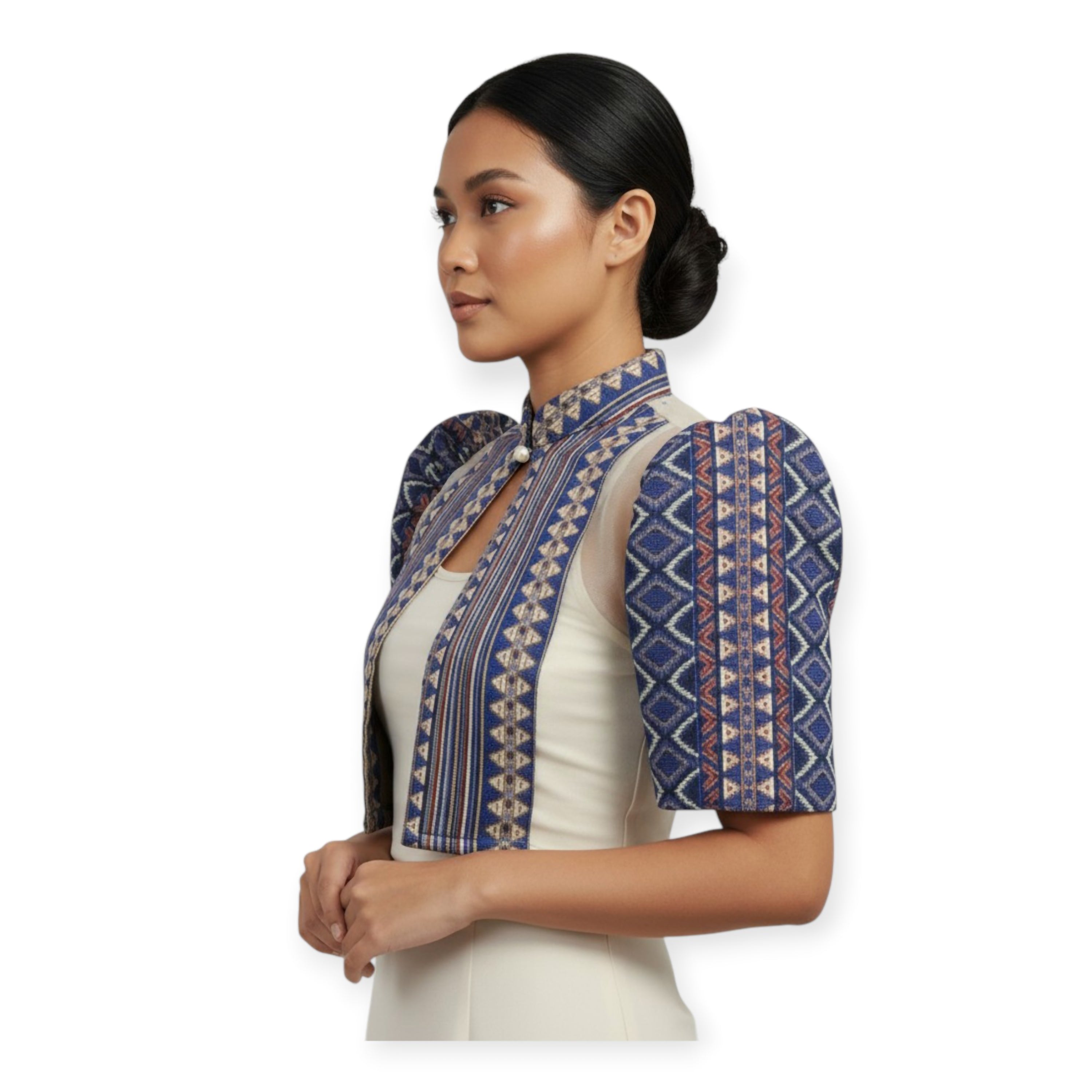 Modern Filipiniana Bolero square Cut Ethic Design