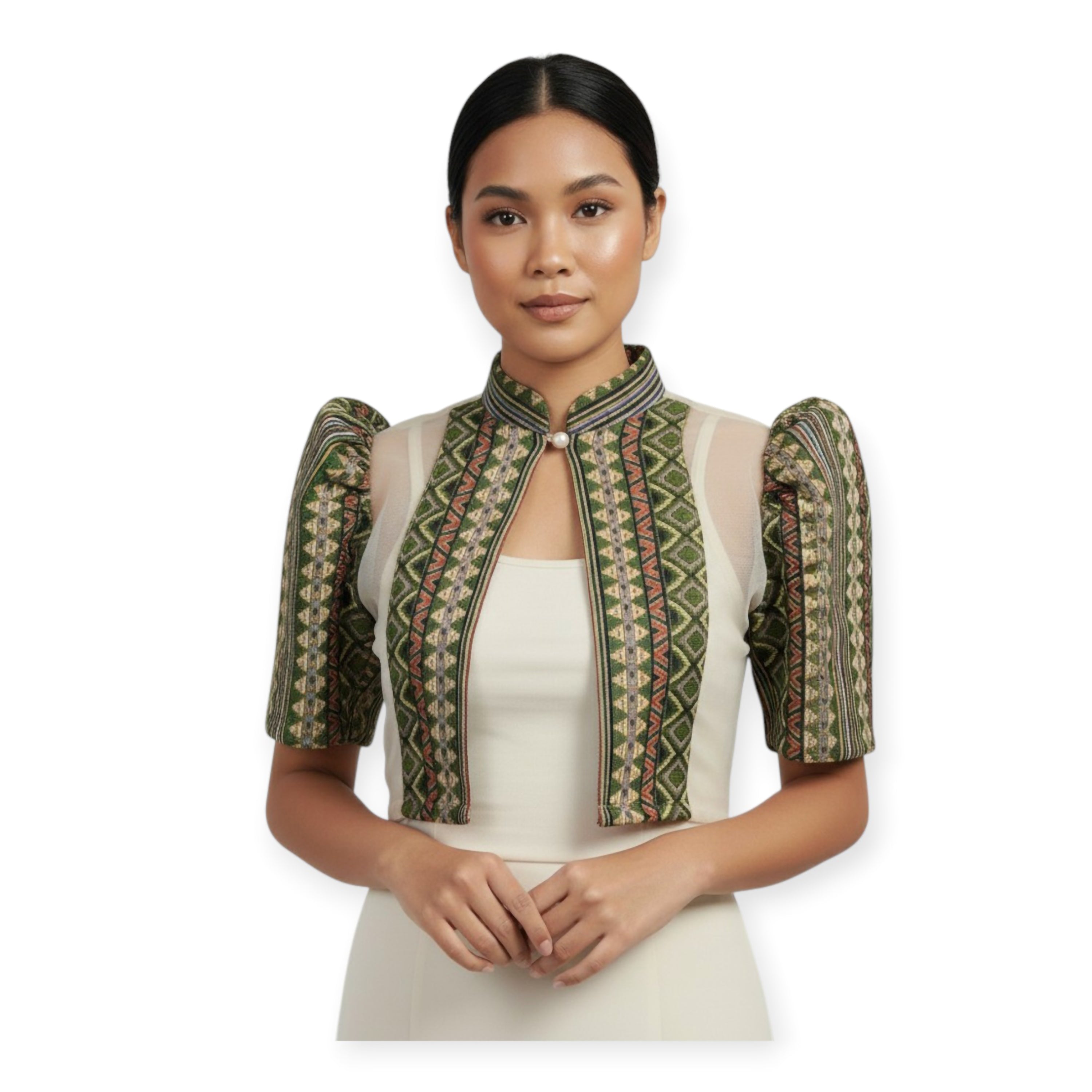 Modern Filipiniana Bolero square Cut Ethic Design