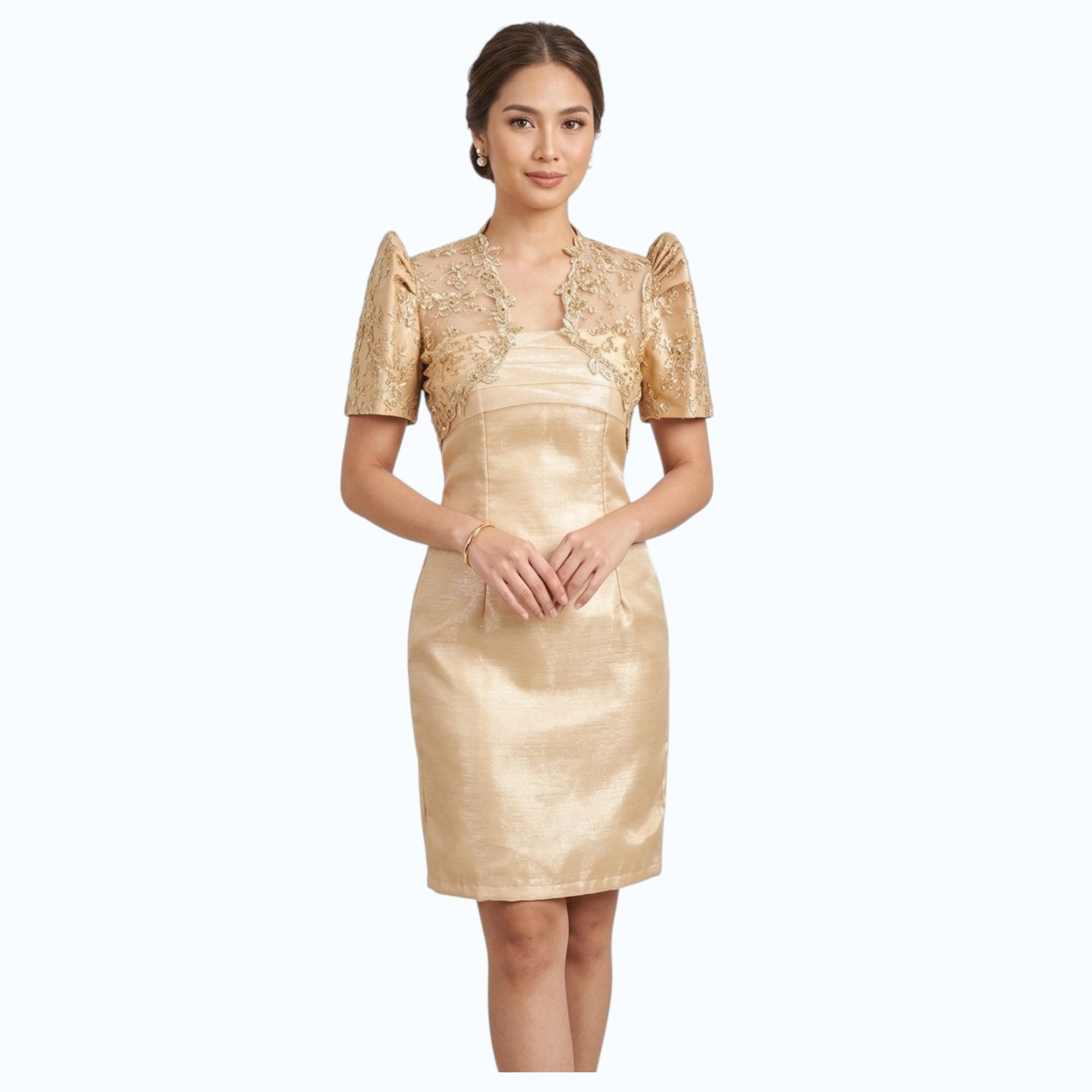 Premium Filipiniana Bolero crop and midi tube dress organza high quality Separate