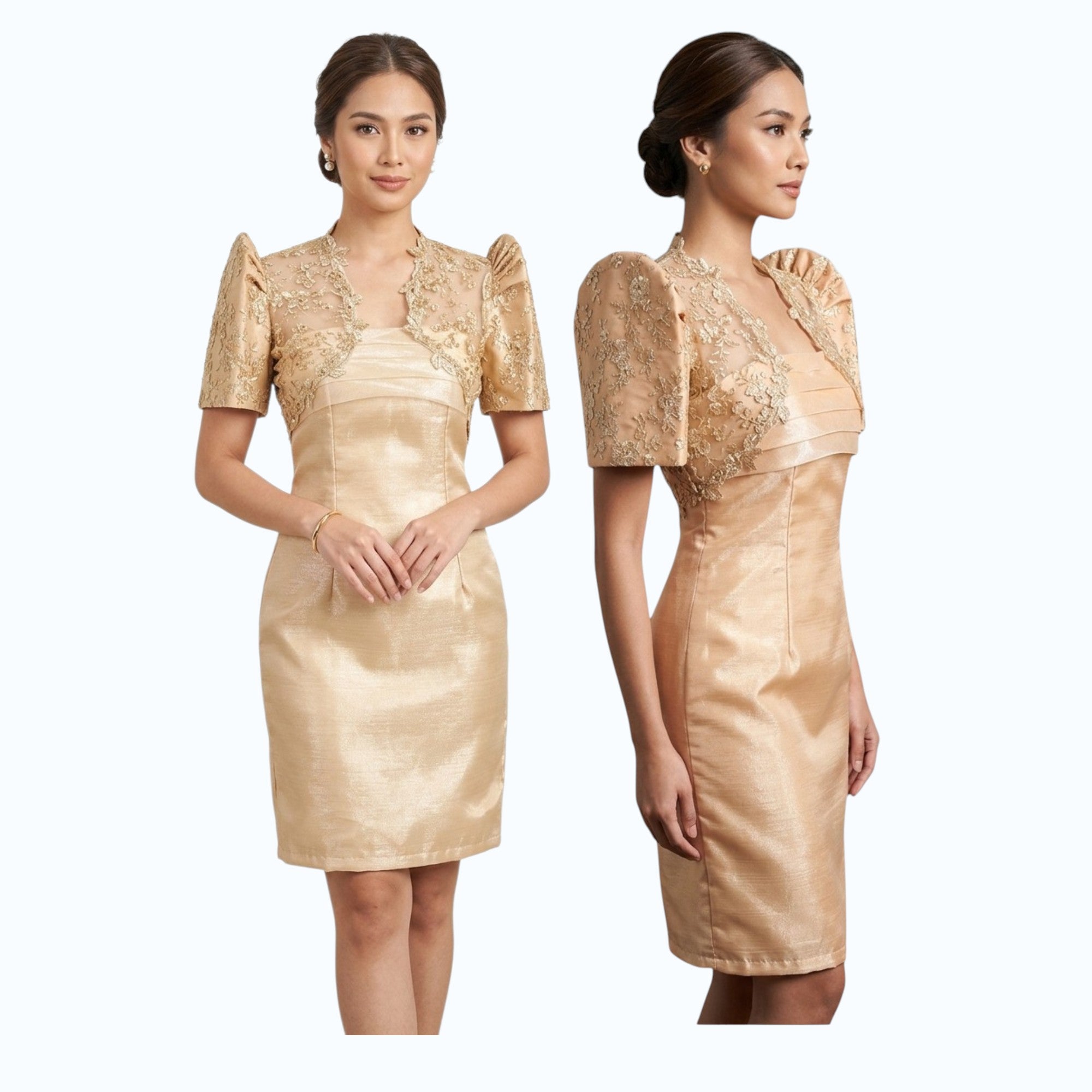 Premium Filipiniana Bolero crop and midi tube dress organza high quality Separate